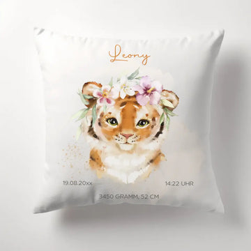 Geburtskissen Tiger personalisiert, Namenskissen Kissen - Plüsch Plüsch