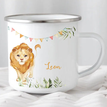 Kindertasse Löwe personalisiert mit Namen