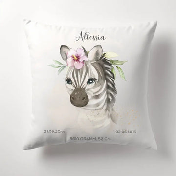 Geburtskissen Zebra personalisiert, Namenskissen Kissen - Plüsch Plüsch