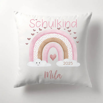 Kinderkissen zur Einschulung, Regenbogen mit Herzen Kissen - Plüsch Plüsch