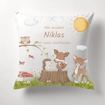 Namenskissen Waldtiere personalisiert, Kinderkissen Kissen - Plüsch Plüsch