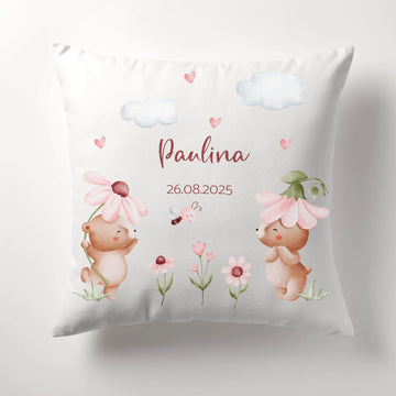 Geburtskissen Bärenbande personalisiert, Namenskissen Kissen - Plüsch Plüsch