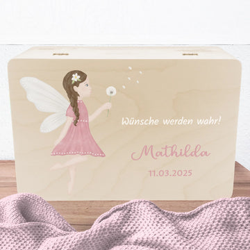 Erinnerungsbox Fee mit Pusteblume Erinnerungsbox Fichten- u. Birkenholz 30,0 x 20,0 x 13,0 cm