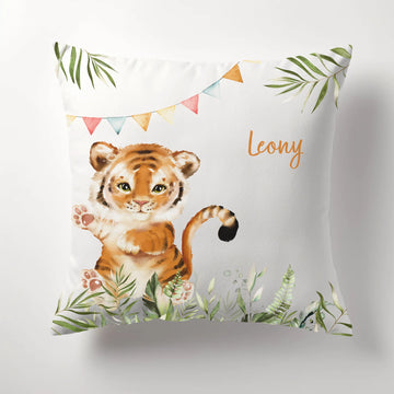 Kinderkissen Tiger personalisiert, Namenskissen Kissen - Plüsch Plüsch