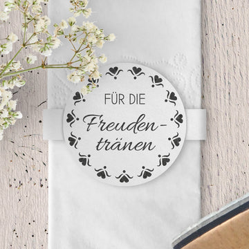 Stempel - FÜR DIE Freudentränen - rund, Herzrahmen FS-017
