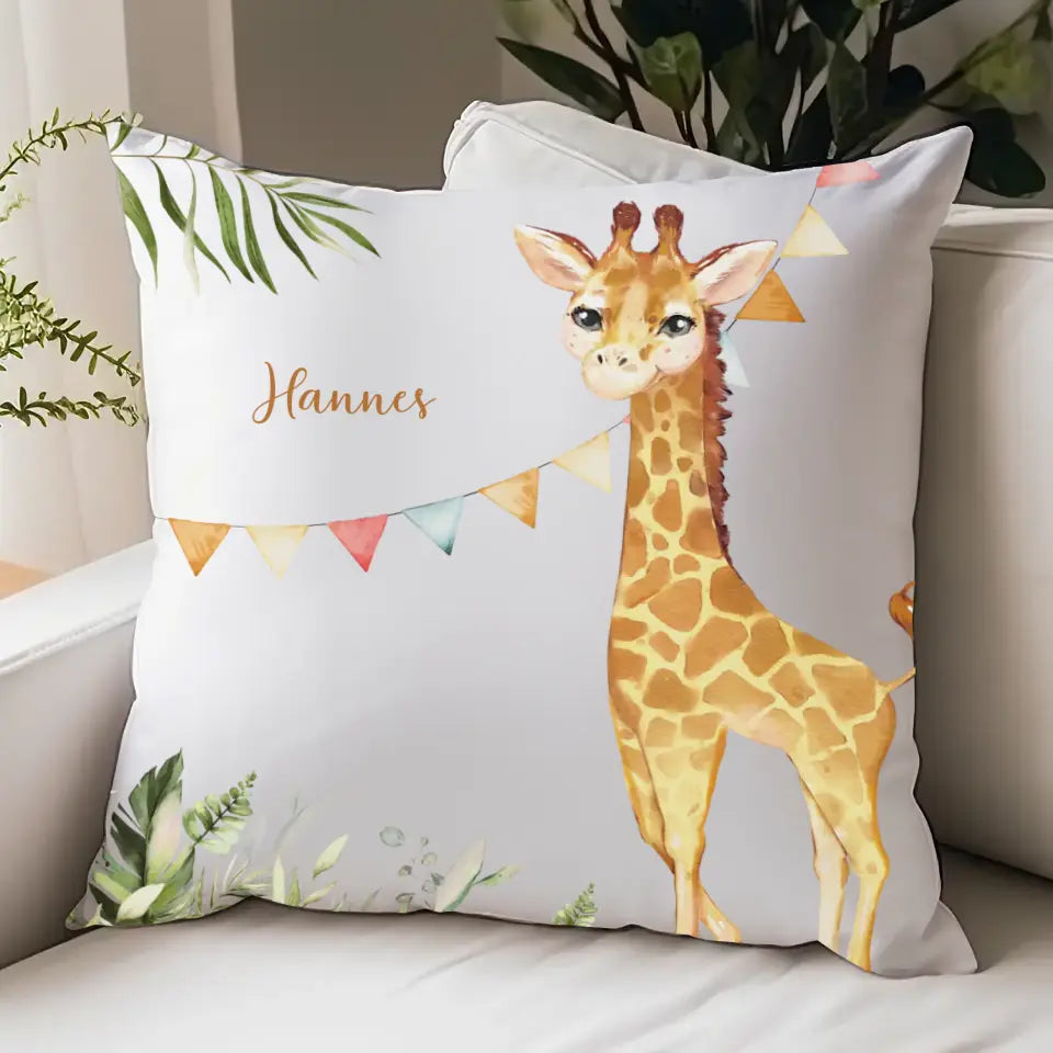 Kinderkissen Giraffe personalisiert, Namenskissen Kissen - Plüsch Plüsch