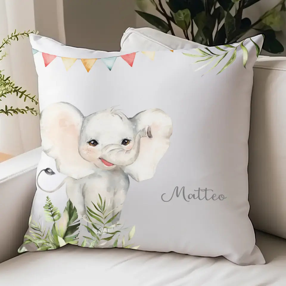 Kinderkissen Elefant personalisiert, Namenskissen Kissen - Plüsch Plüsch