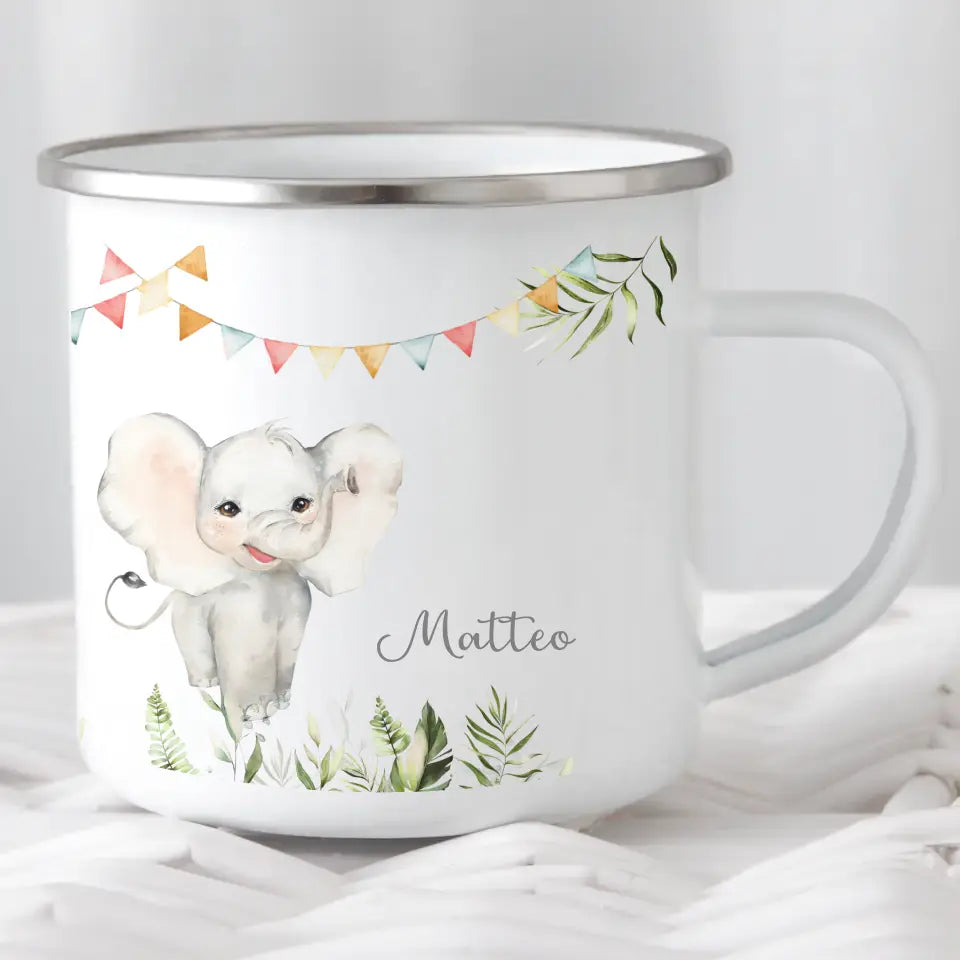 Kindertasse Elefant personalisiert mit Namen
