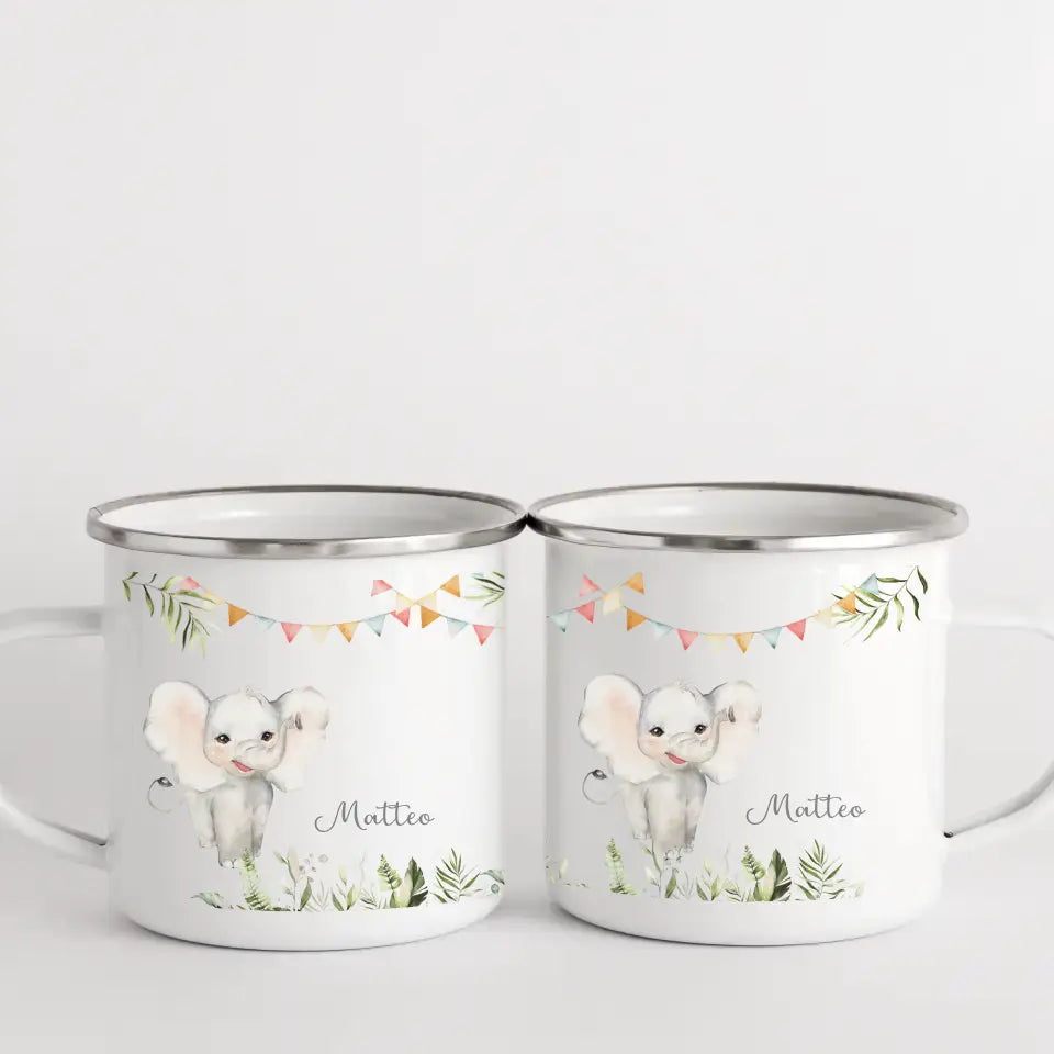 Kindertasse Elefant personalisiert mit Namen