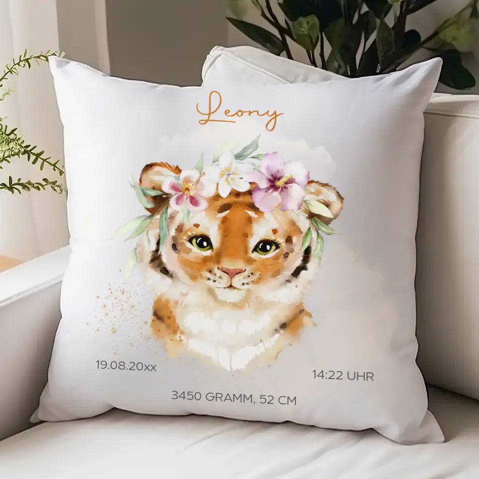 Geburtskissen Tiger personalisiert, Namenskissen Kissen - Plüsch Plüsch