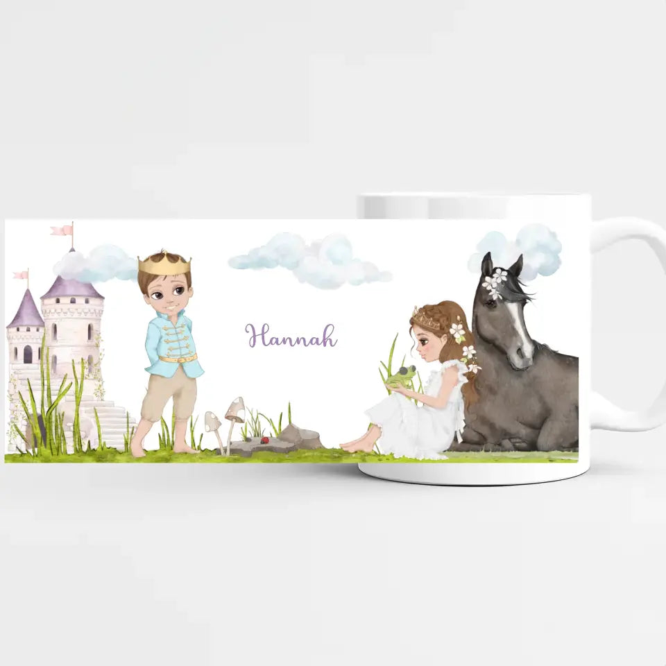 Namenstasse Prinz und Prinzessen, hellbraune Haare Tasse (Keramik) weiss bedruckt Höhe: 9,5 cm, Durchmesser: 8 cm, Volumen: 325 ml