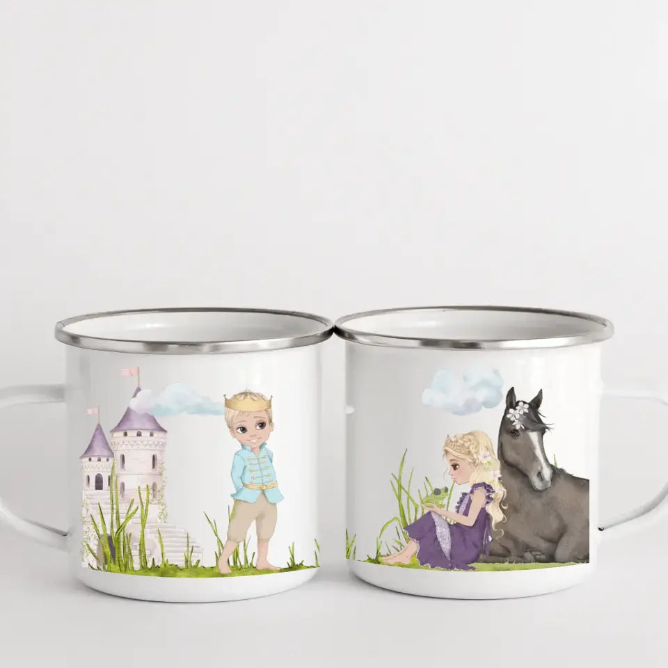 Kindertasse Prinzessin mit Pferd, blonde Haare
