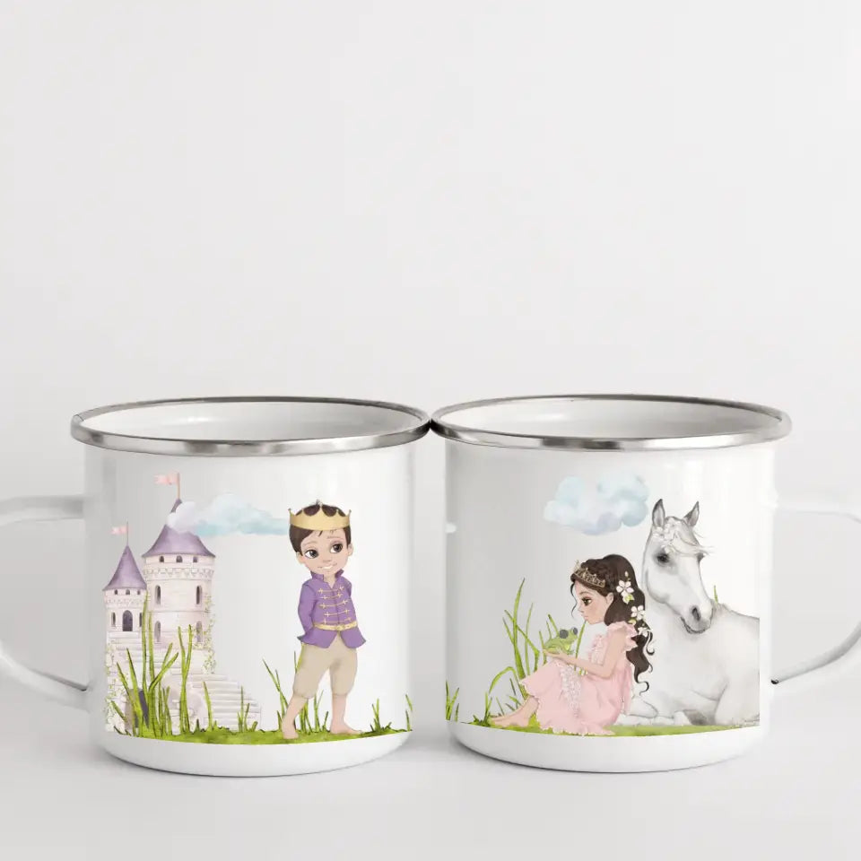 Kindertasse Prinzessin mit Pferd, braune Haare