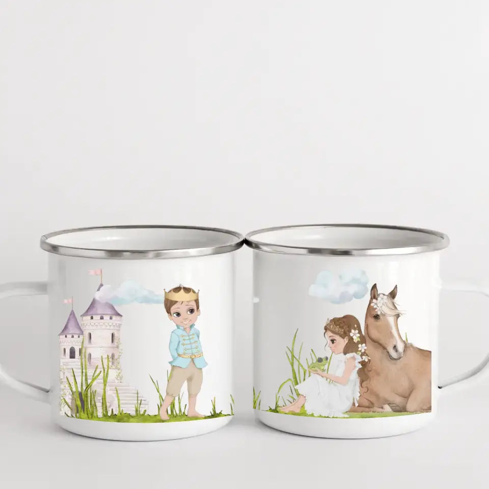 Kindertasse Prinzessin mit Pferd, hellbraune Haare