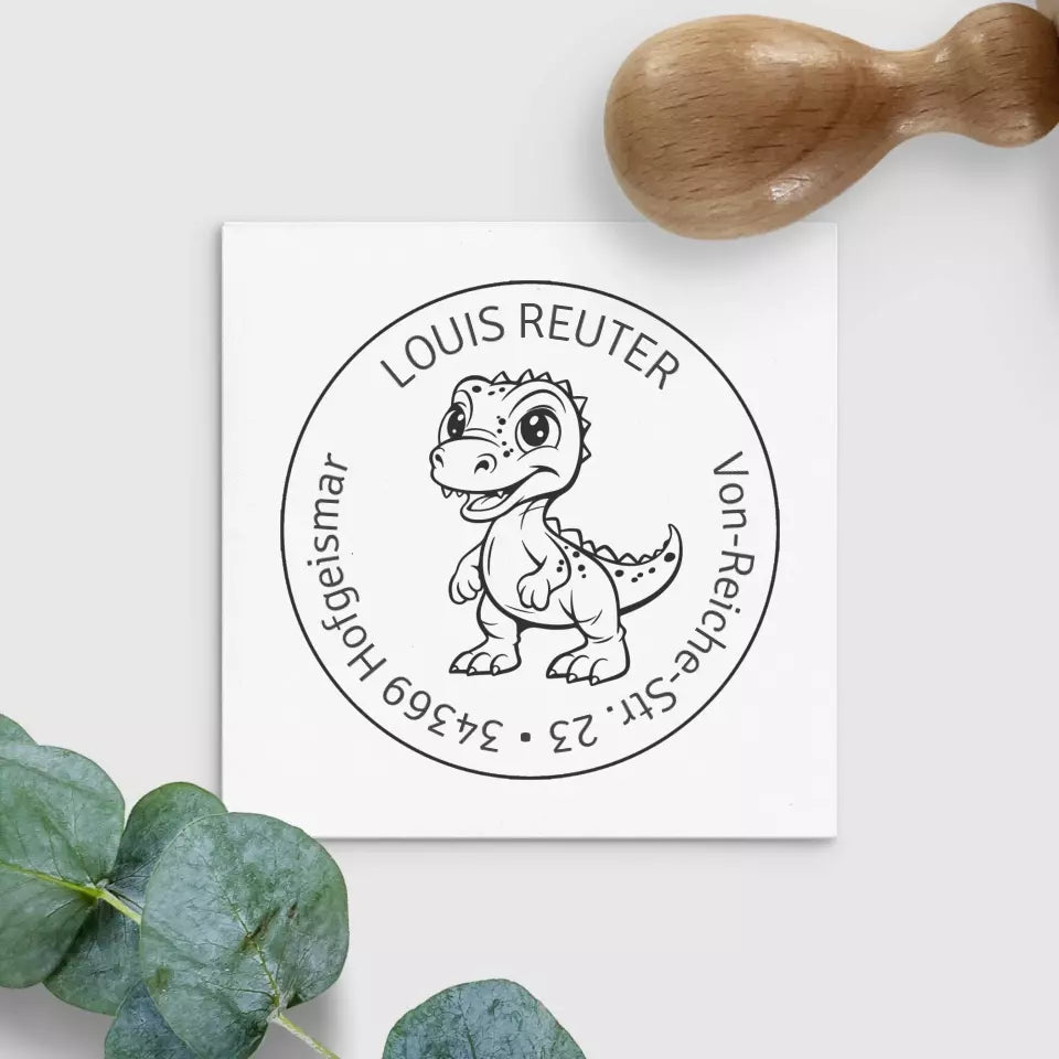 Kinderstempel Dinosaurier Adressstempel "Louis" Kinderstempel