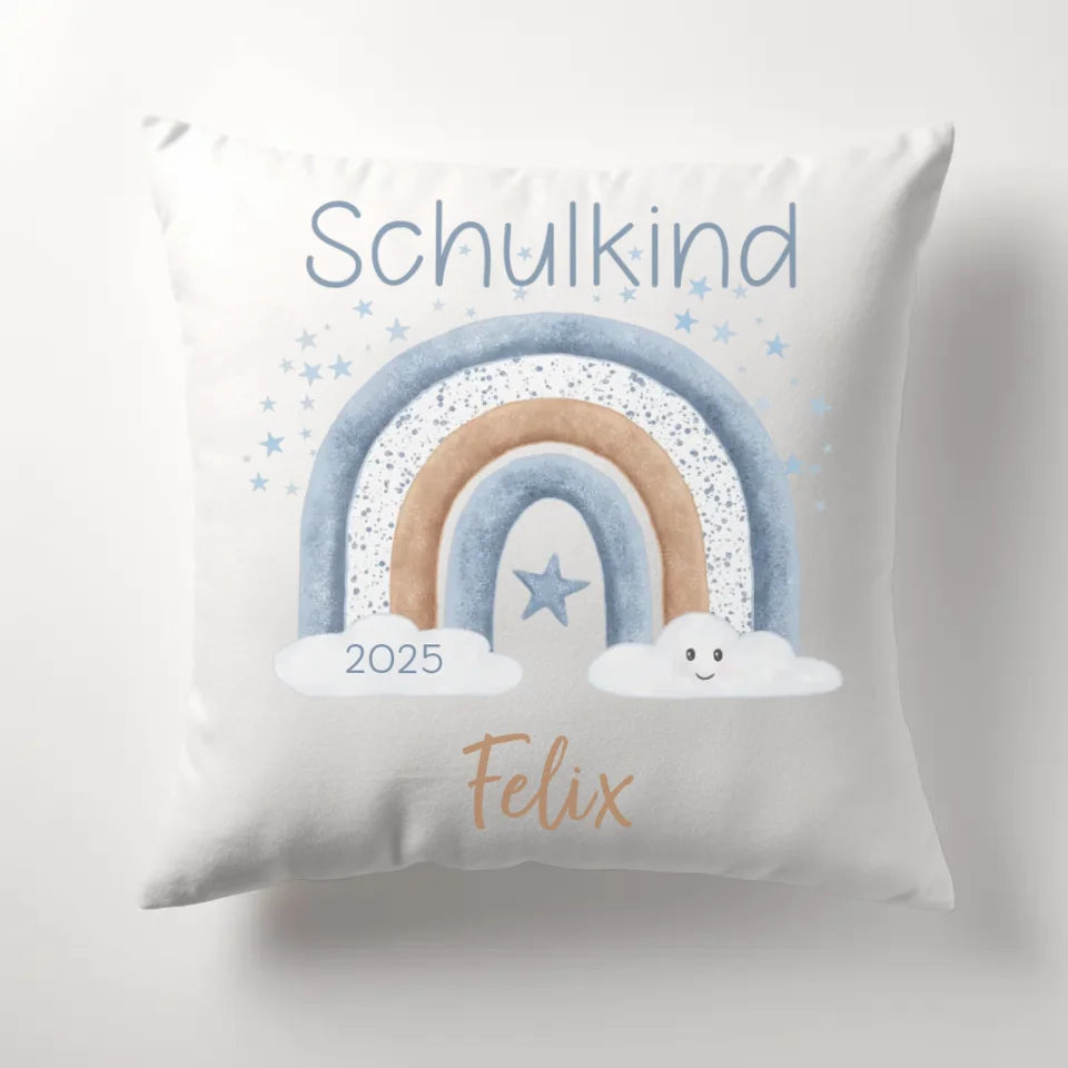 Kinderkissen zur Einschulung, Regenbogen mit Sterne Kissen - Plüsch Plüsch