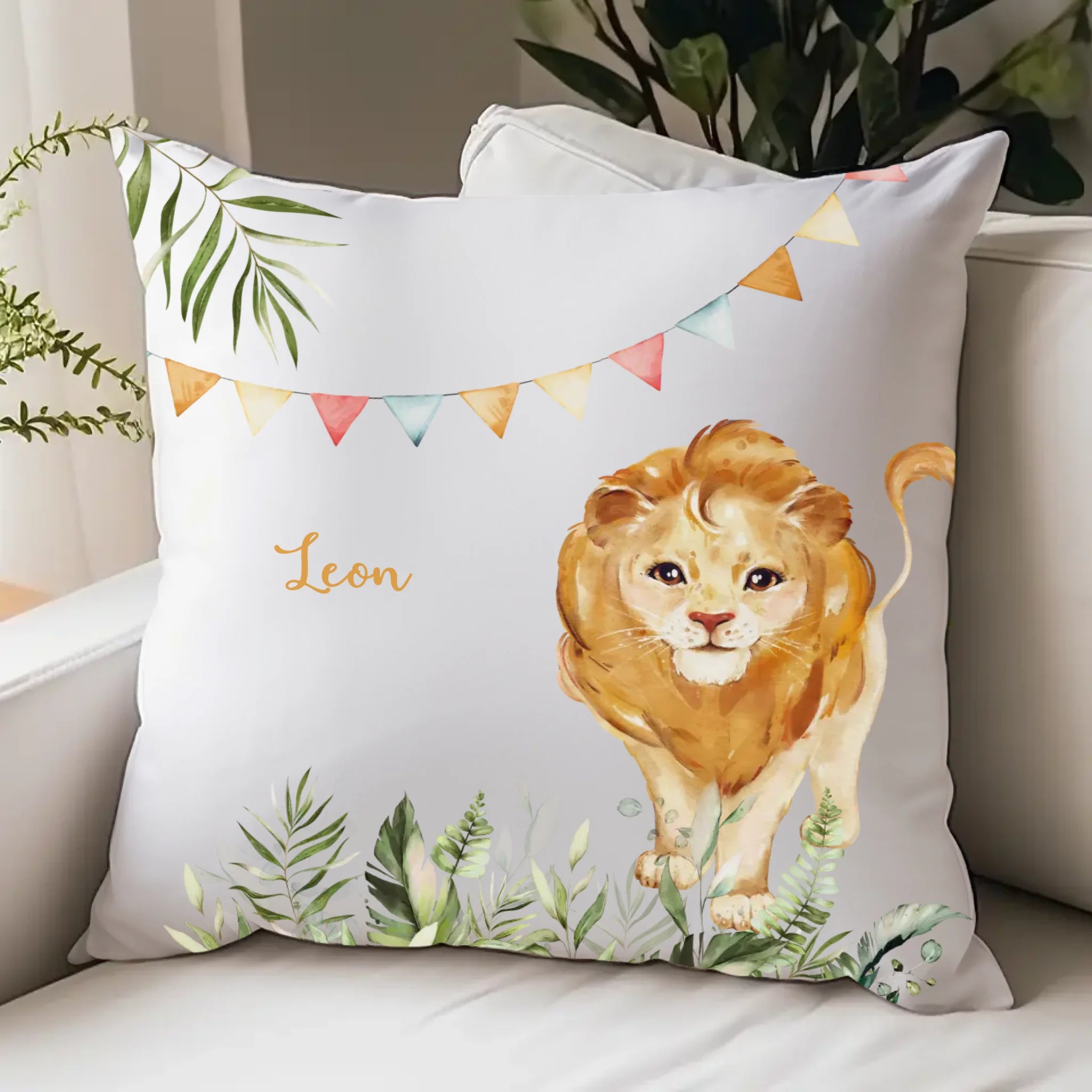 Kinderkissen Löwe personalisiert, Namenskissen Kissen - Jersey Jersey