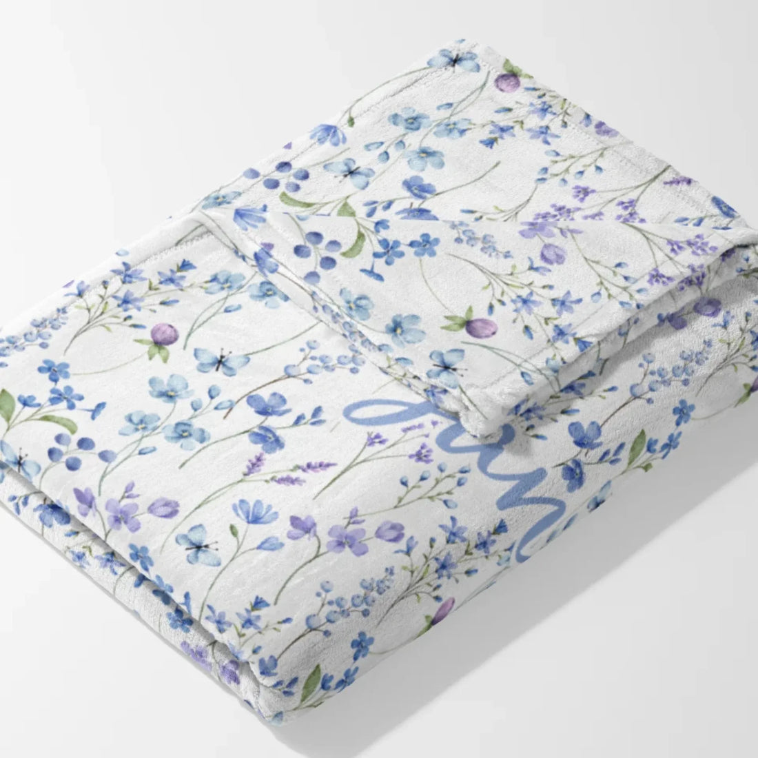 Kinderdecke Wildblumen lila personalisiert, Namensdecke