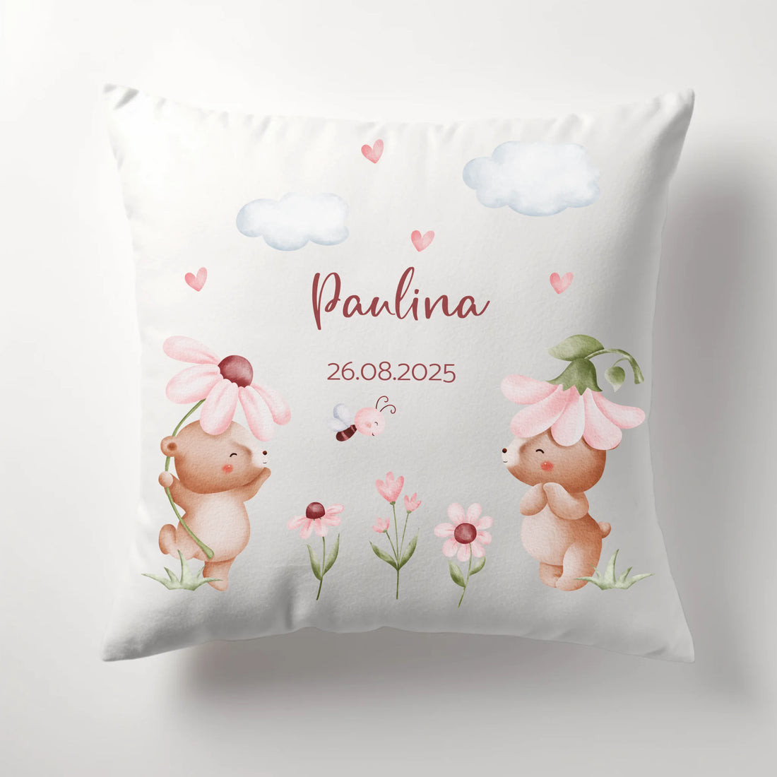 Geburtskissen Bärenbande personalisiert, Namenskissen Kissen - Plüsch Plüsch