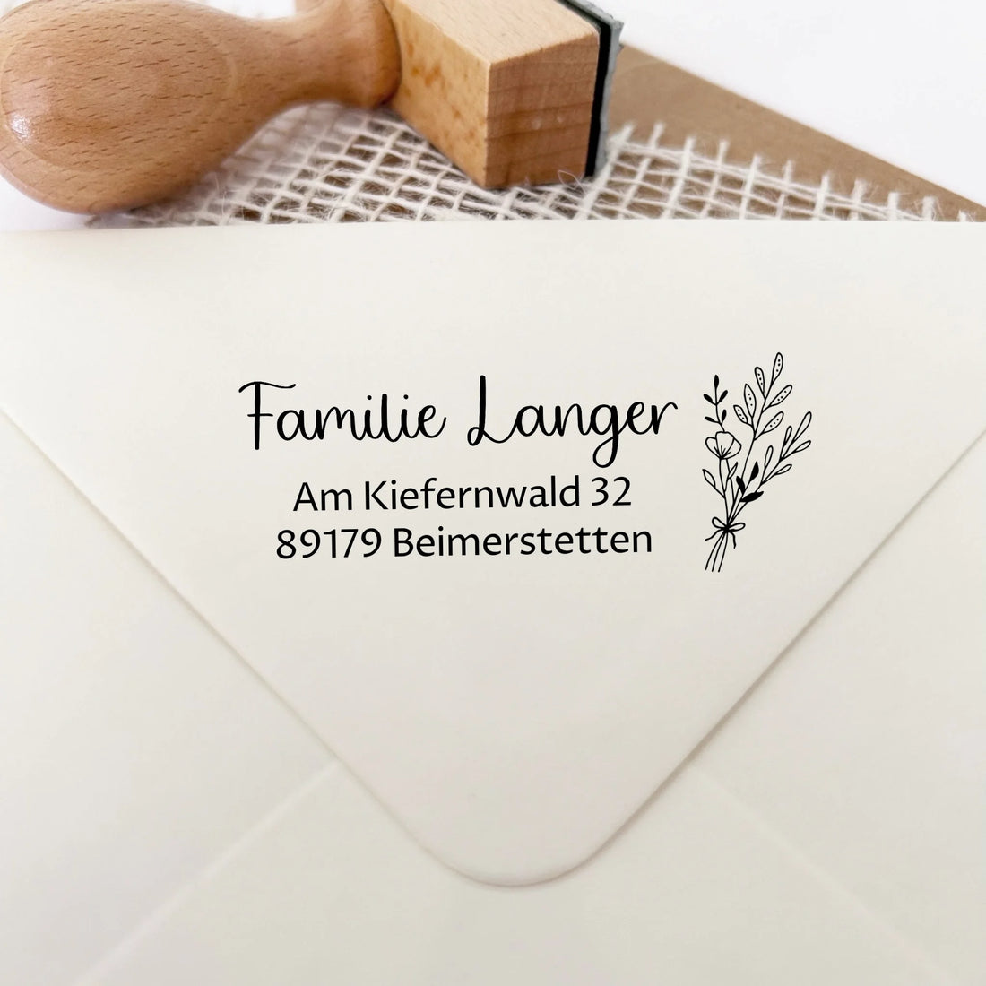 Adressstempel "Langer" Stempel Holzstempel 60x30 mm