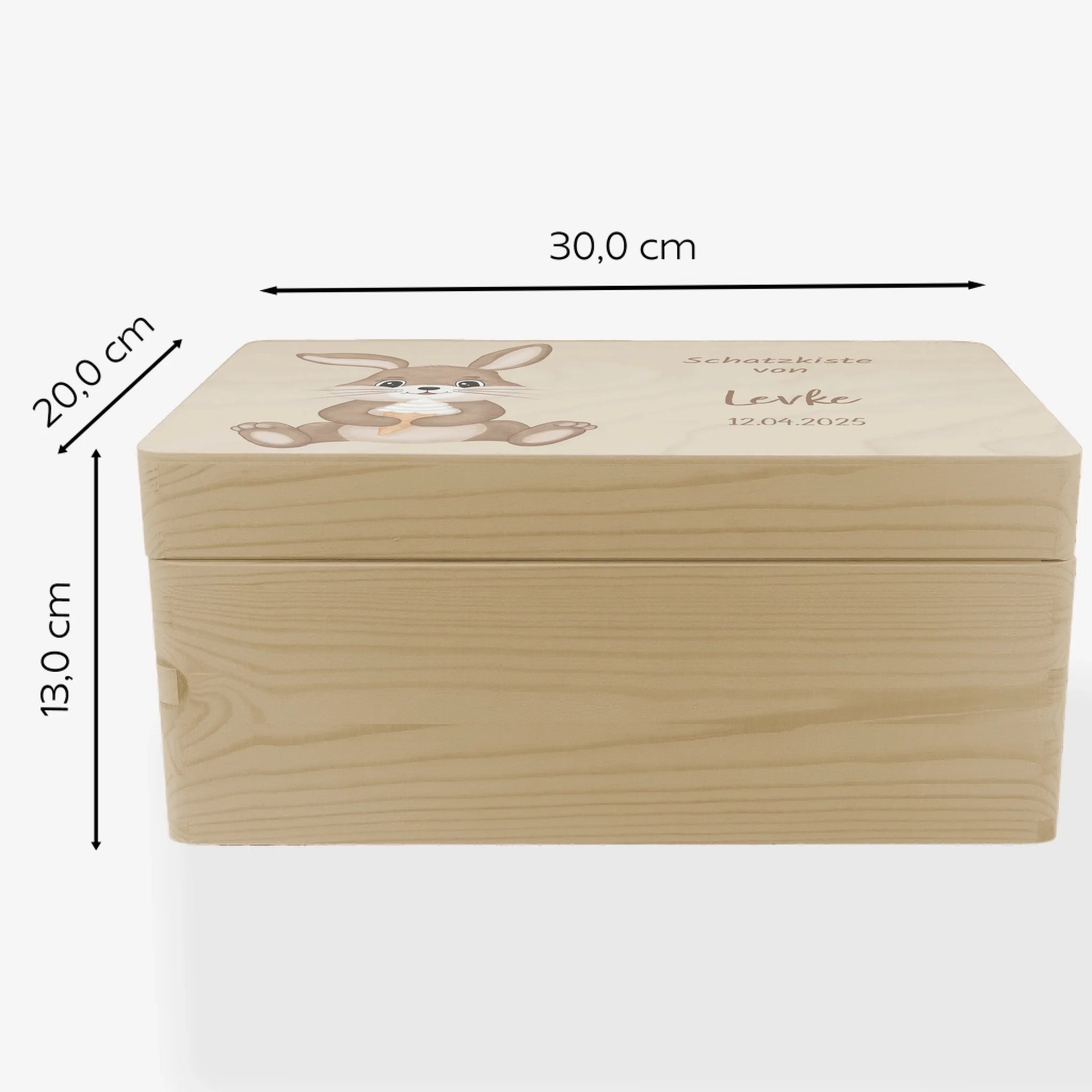 Erinnerungsbox Hase mit Eis, personalisiert