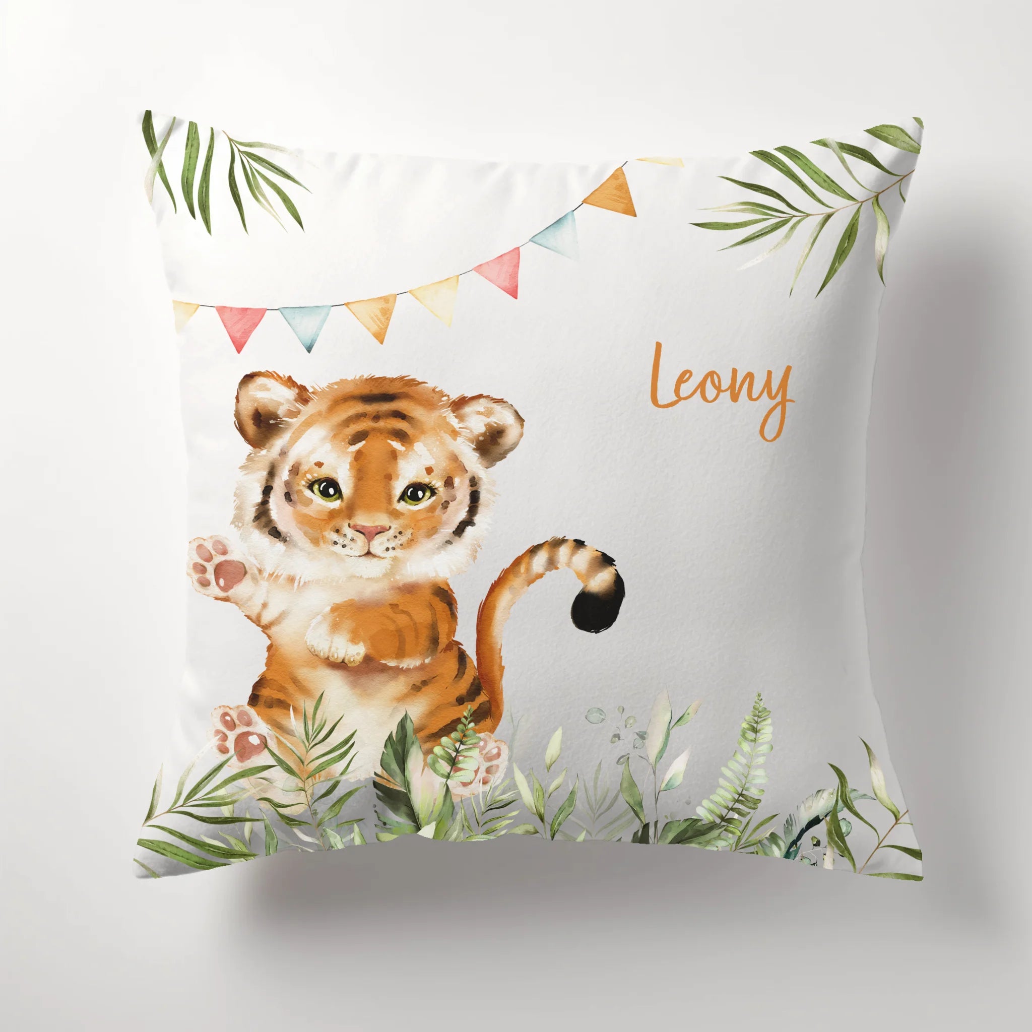 Kinderkissen Tiger personalisiert, Namenskissen Kissen - Plüsch Plüsch