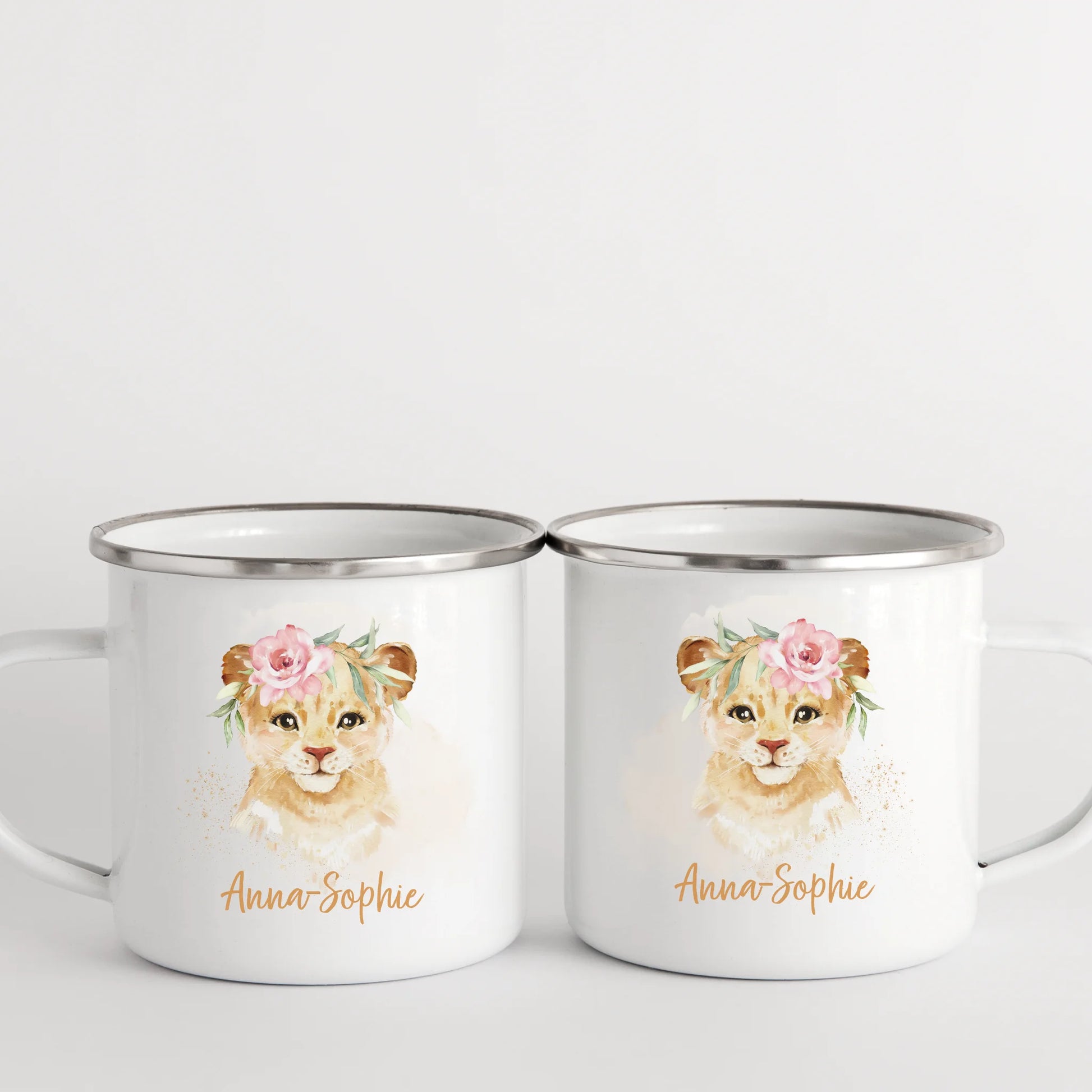 Kindertasse Löwin mit Namen, personalisiert