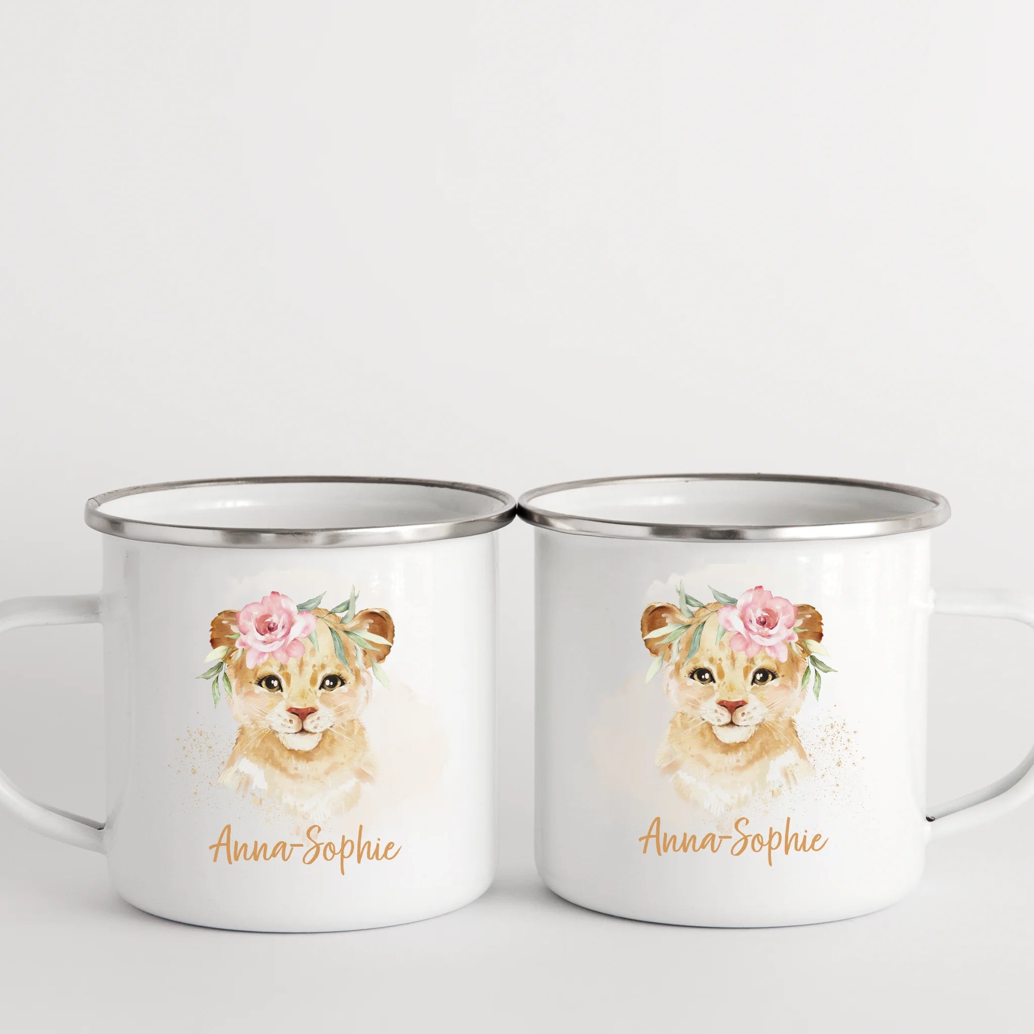 Kindertasse Löwin mit Namen, personalisiert
