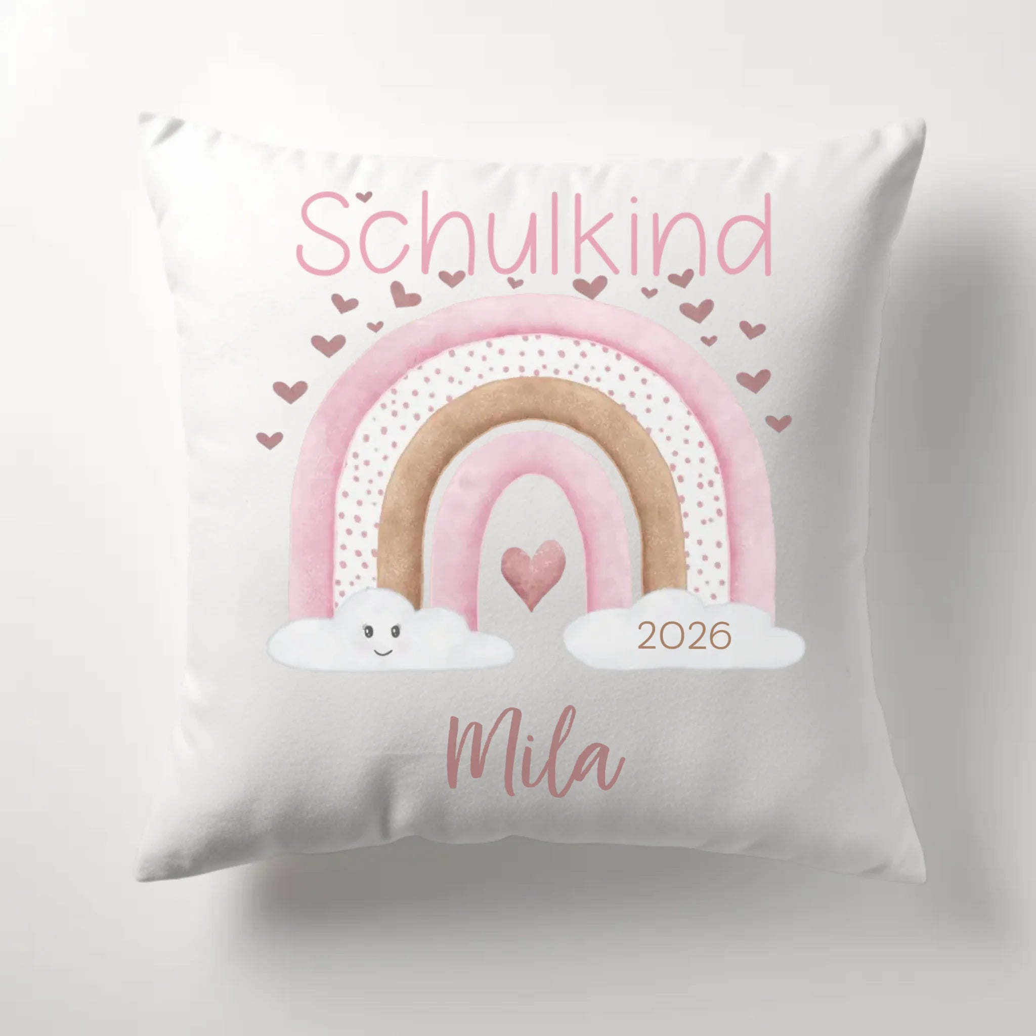 Kinderkissen zur Einschulung, Regenbogen mit Herzen