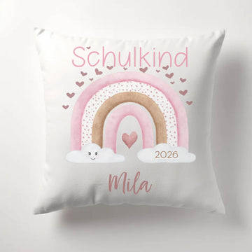 Kinderkissen zur Einschulung, Regenbogen mit Herzen