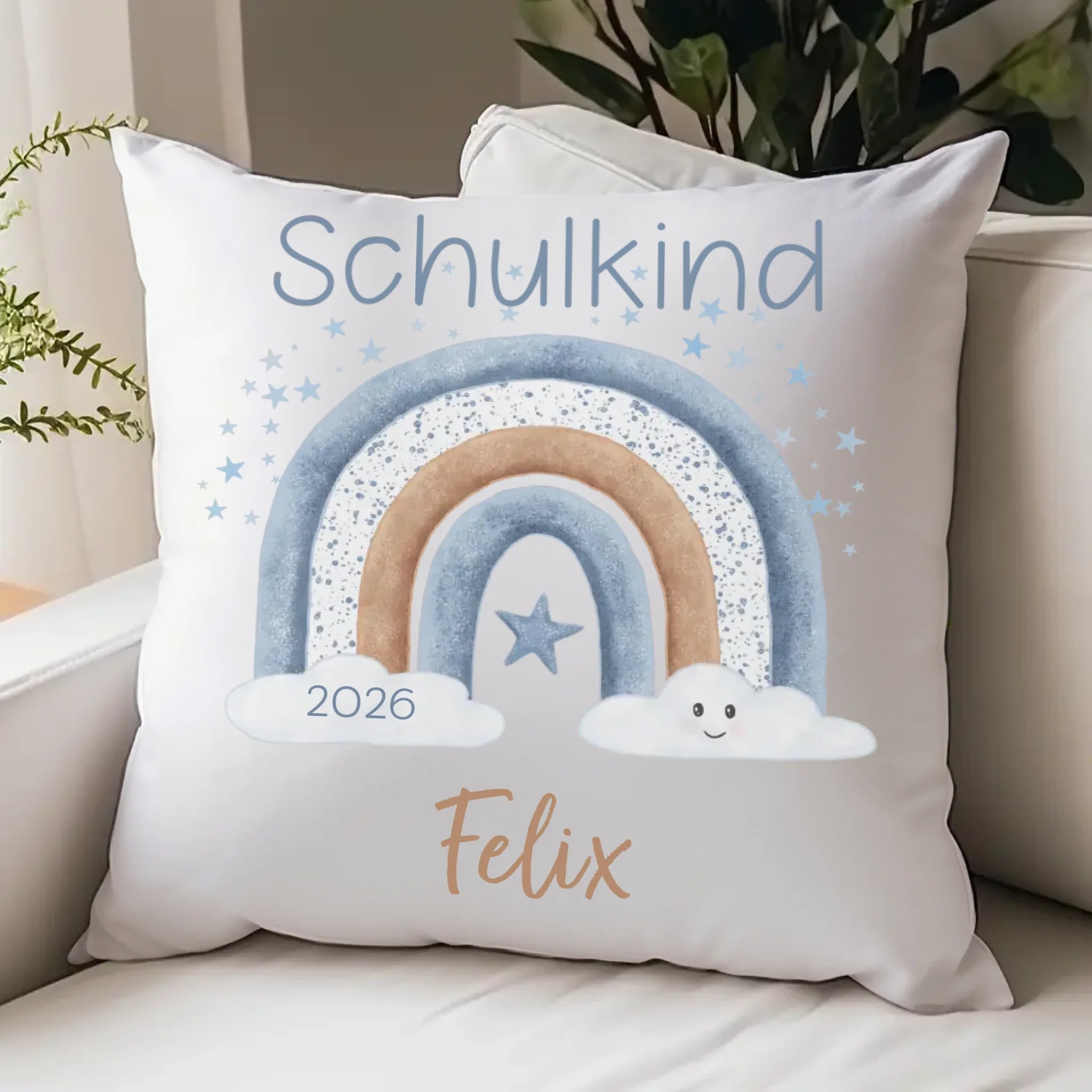 Kinderkissen zur Einschulung, Regenbogen mit Sterne