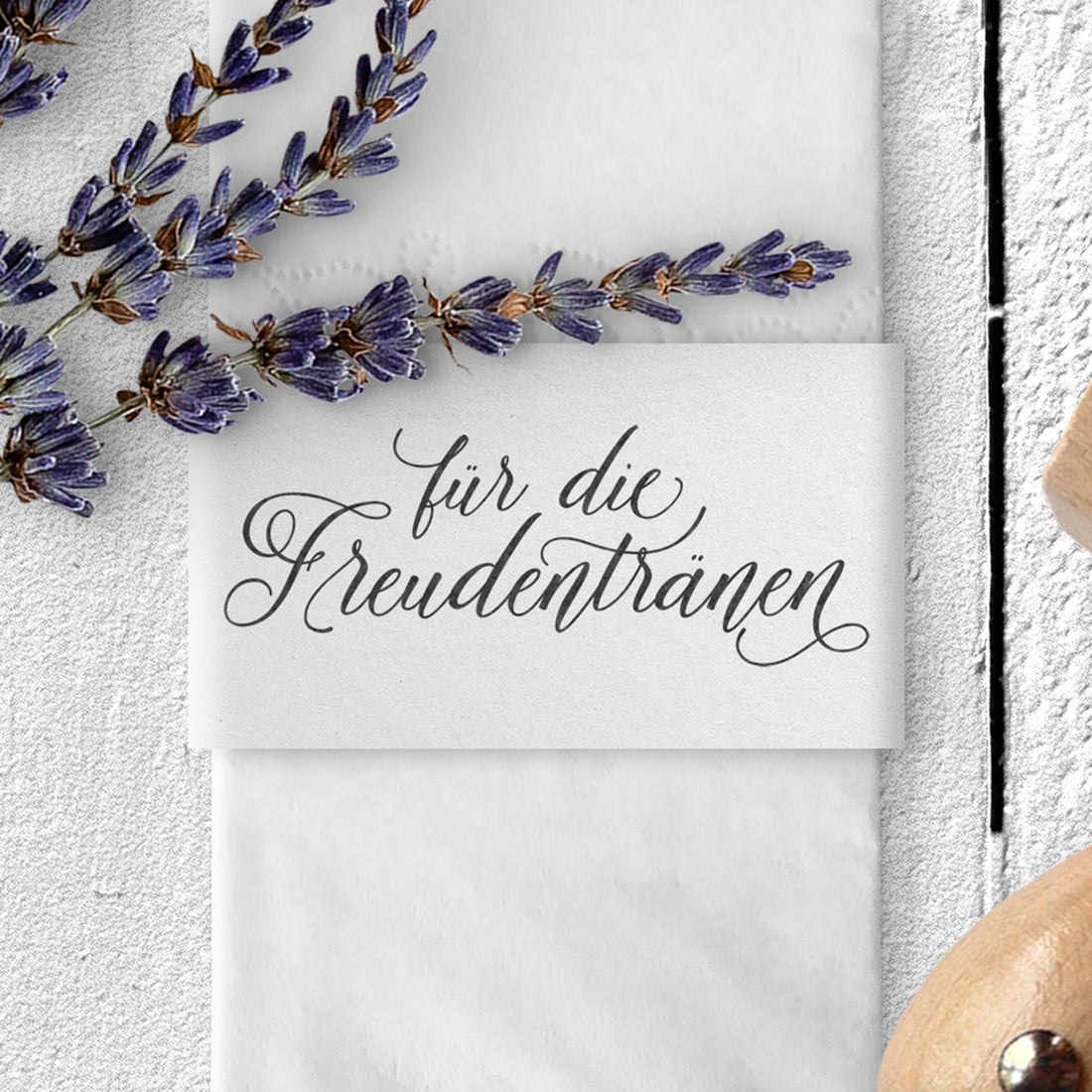 Stempel - für die Freudentränen - Schreibschrift mit Schnörkel FS-006