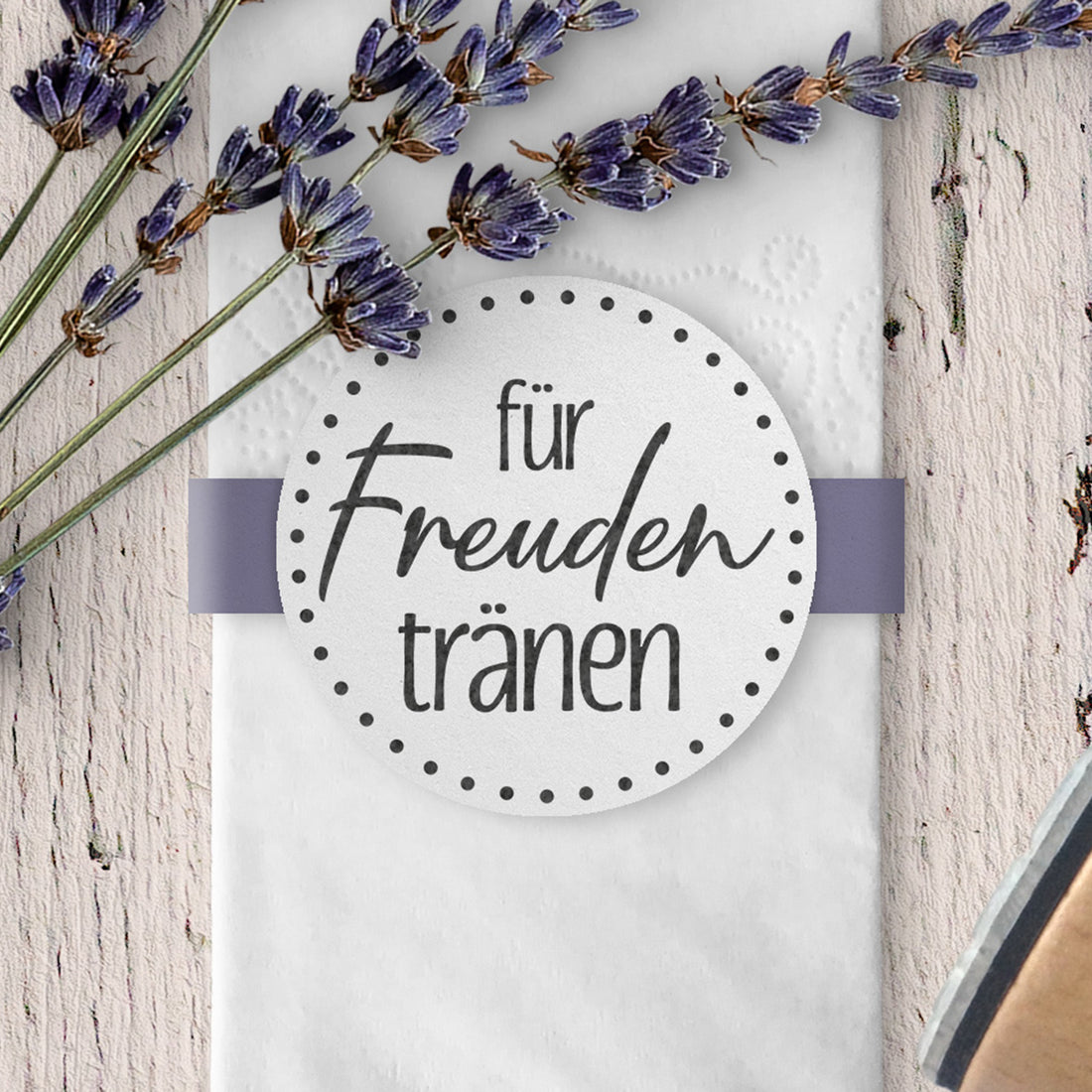 Stempel - für Freudentränen - rund, Rahmen, Punkte FS-008