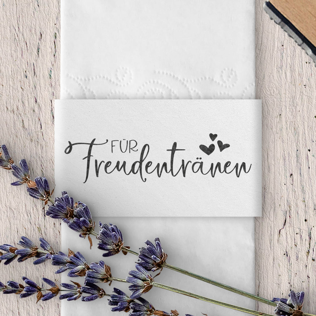 Stempel - Für Freudentränen - Schreibschrift, Herzen FS-009