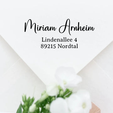 Moderner Adressstempel "Arnheim" personalisiert – Script Schrift - Spatzelinchen - Exklusive Papeterie
