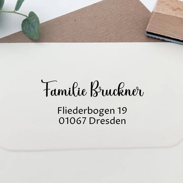 Eleganter Adressstempel "Bruckner" personalisiert – Script & Sans - Spatzelinchen - Exklusive Papeterie