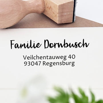 Adressstempel "Dornbusch" personalisiert mit Handschrift-Look - Spatzelinchen - Exklusive Papeterie