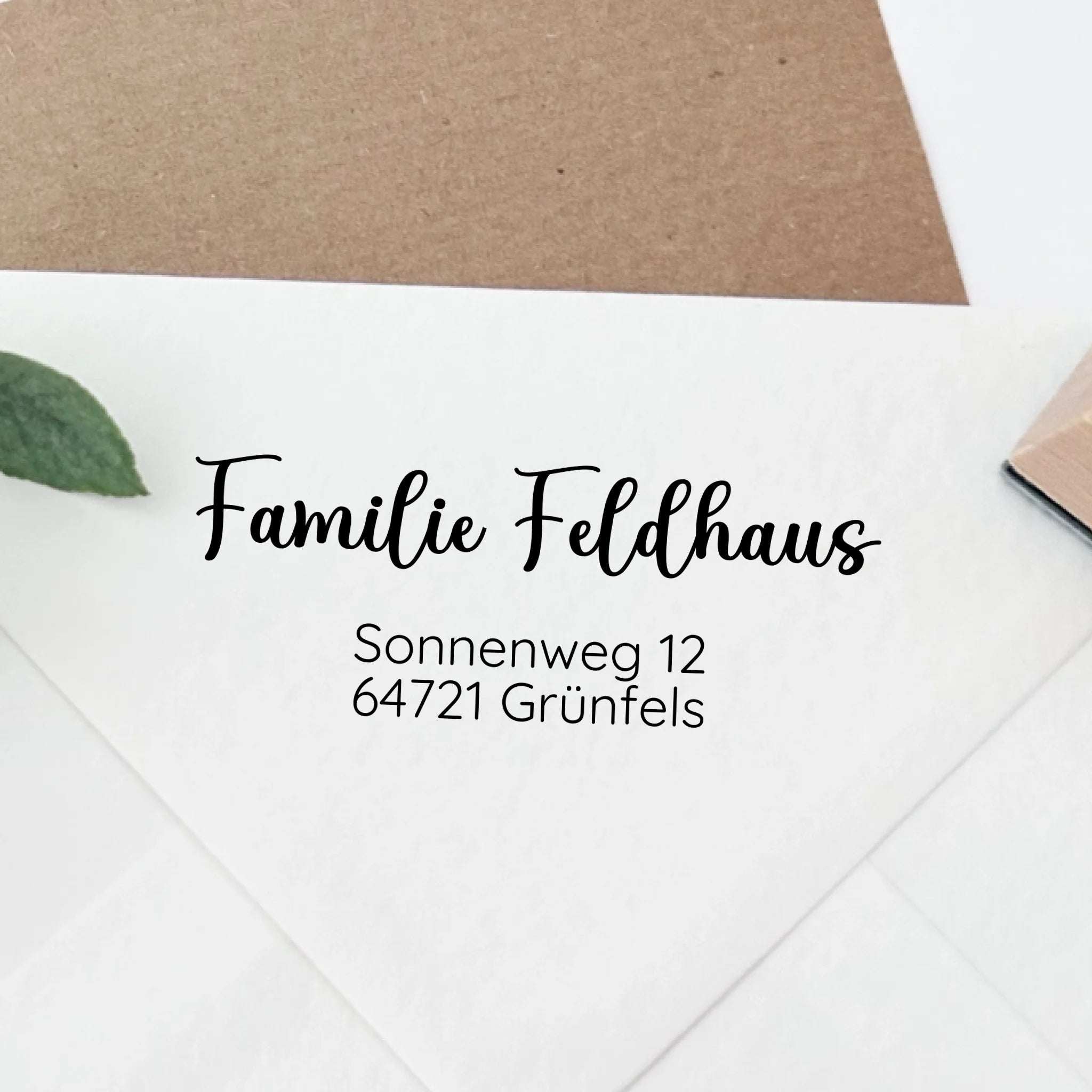 Personalisierter Adressstempel "Feldhaus" ohne Motiv – modern - Spatzelinchen - Exklusive Papeterie