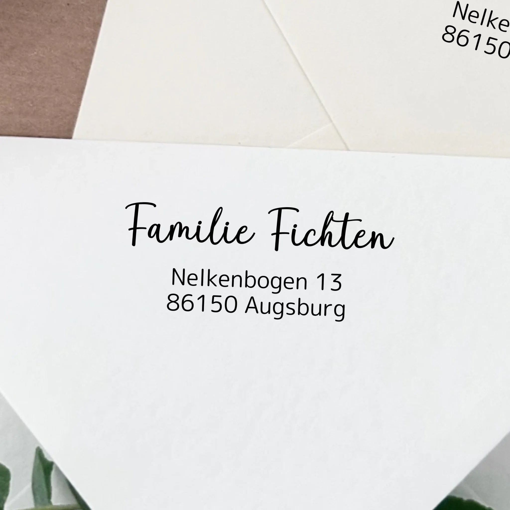Adressstempel "Fichten" personalisiert – klare Schrift & Script - Spatzelinchen - Exklusive Papeterie