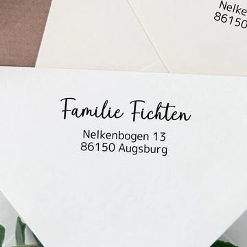 Adressstempel "Fichten" personalisiert – klare Schrift & Script - Spatzelinchen - Exklusive Papeterie