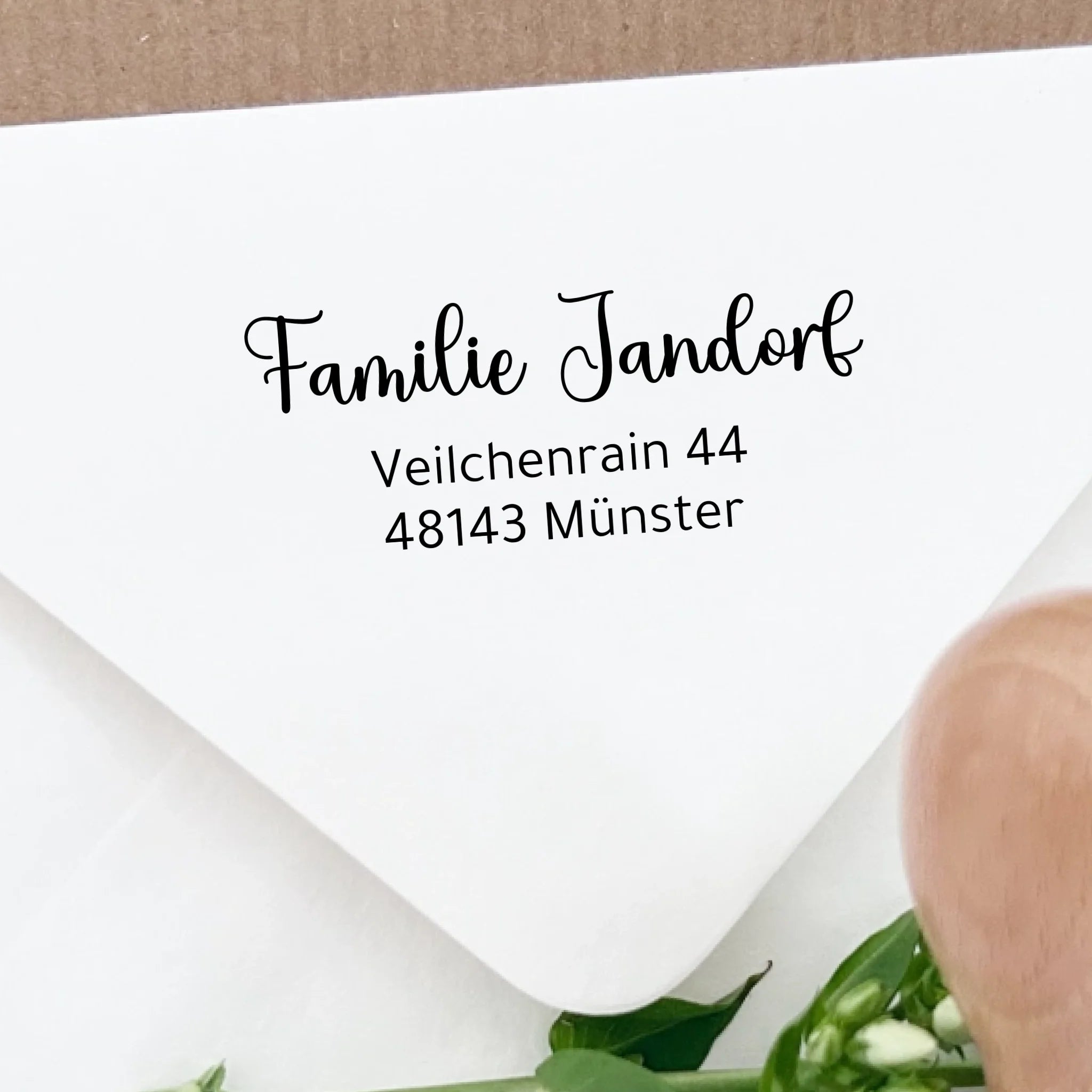 Personalisierter Adressstempel "Jandorf" Familienstempel - Spatzelinchen - Exklusive Papeterie