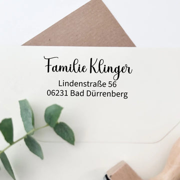 Adressstempel "Klinger" personalisiert – klare Linien - Spatzelinchen - Exklusive Papeterie