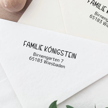 Zeitgemäßer Adressstempel "Königstein" personalisiert - Spatzelinchen - Exklusive Papeterie