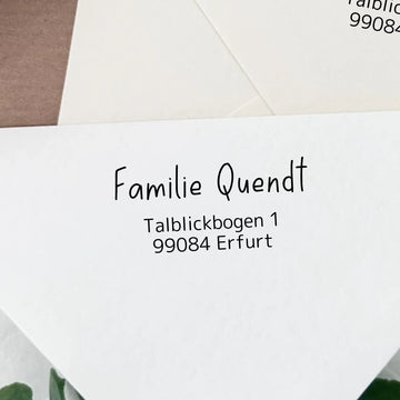 Adressstempel "Quendt" personalisiert – elegant & klar - Familienstempel - Spatzelinchen - Exklusive Papeterie