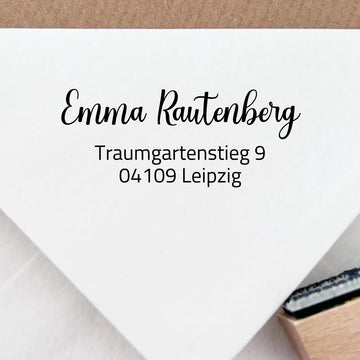 Personalisierter Adressstempel "Rautenberg" hochwertig & schlicht - Spatzelinchen - Exklusive Papeterie