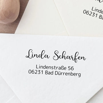 Personalisierter Adressstempel "Scharfen" - Familienstempel - Spatzelinchen - Exklusive Papeterie