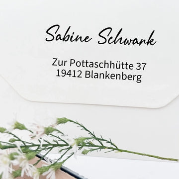 Adressstempel "Schwank" personalisiert – online selbst gestalten - Spatzelinchen - Exklusive Papeterie