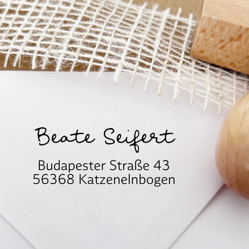 Personalisierter Adressstempel "Seifert" mit schöner Schreibschrift - Spatzelinchen - Exklusive Papeterie