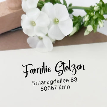 Personalisierter Adressstempel "Stolzen" für stilvolle Post - Spatzelinchen - Exklusive Papeterie