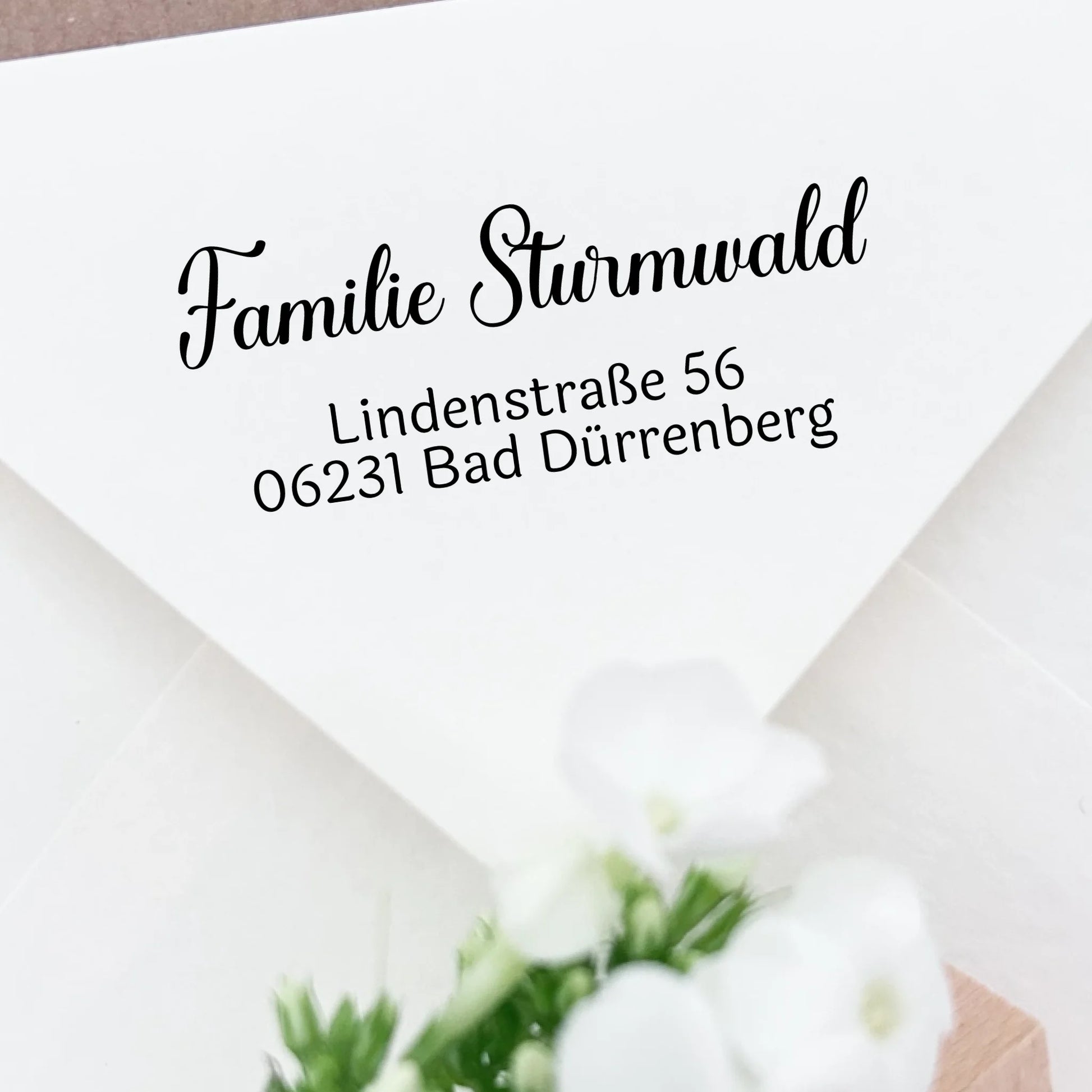 Adressstempel "Sturmwald" personalisiert – elegante Linien - Spatzelinchen - Exklusive Papeterie